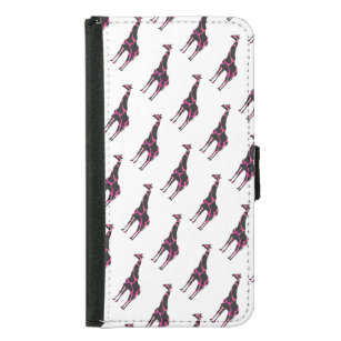 Giraffe Hot Pink and Black Silhouette Samsung Galaxy S5 Wallet Case