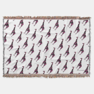 Giraffe Hot Pink and Black Silhouette Throw Blanket