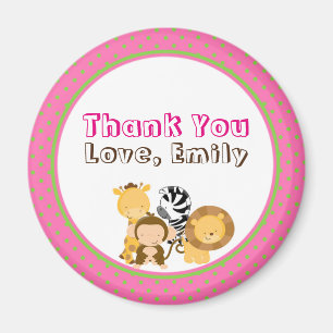 Giraffe Hot Pink Mint Green Thank You Magnet