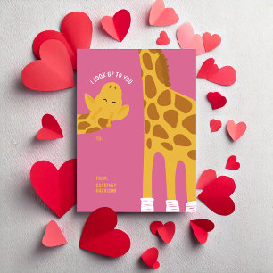 Giraffe I Look Up to You Classroom Valentine’s Day Card