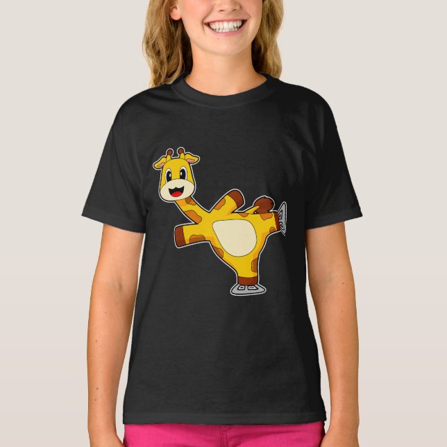 Giraffe Ice skating Ice skates Winter sports T-Shirt (Front)