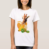 Giraffe in a Banana with orange and Kiwi Fruits