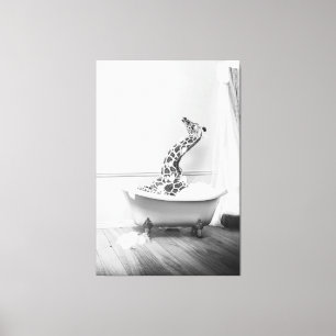 Giraffe in a bathtub Poster Canvas Print