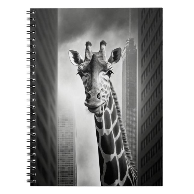 Giraffe in a Cityscape Notebook (Front)