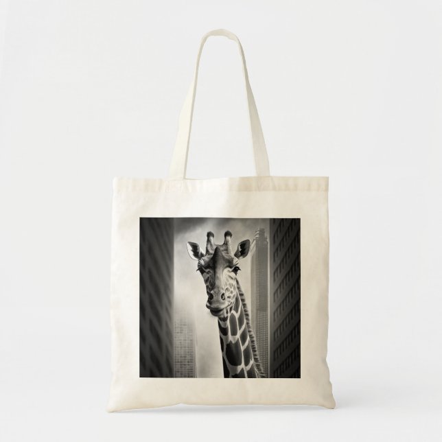 Giraffe in a Cityscape Tote Bag (Front)