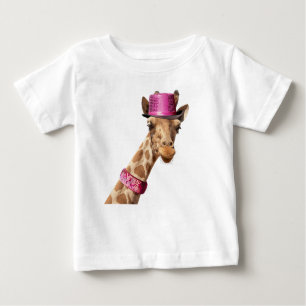 Giraffe in a pink shiny hat baby T-Shirt