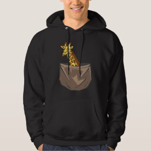 Giraffe In A Pocket Tall Animal Safari Hoodie