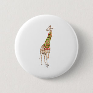 Giraffe in a Scarf 6 Cm Round Badge