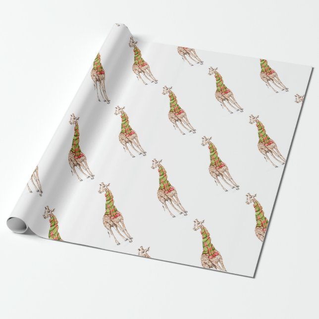 Giraffe in a Scarf Wrapping Paper (Unrolled)