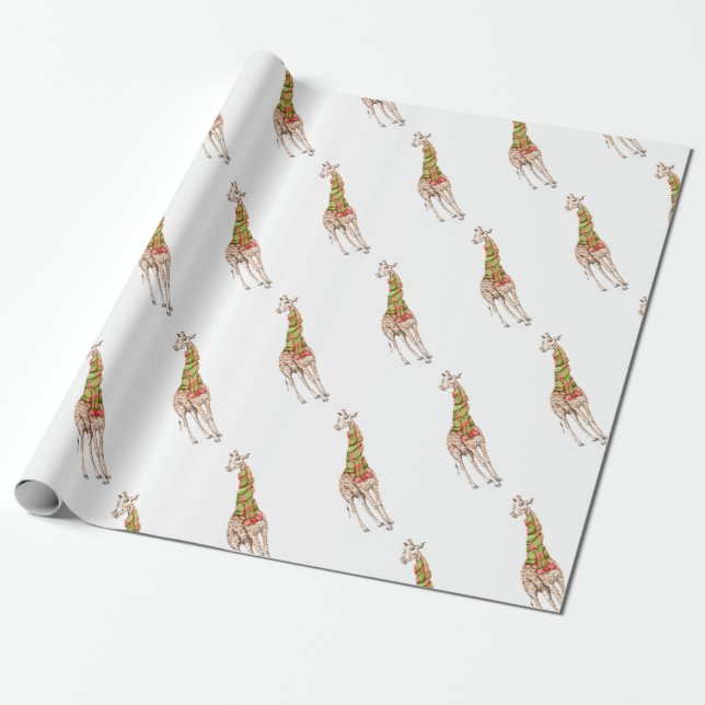 Giraffe in a Scarf Wrapping Paper (Unrolled)