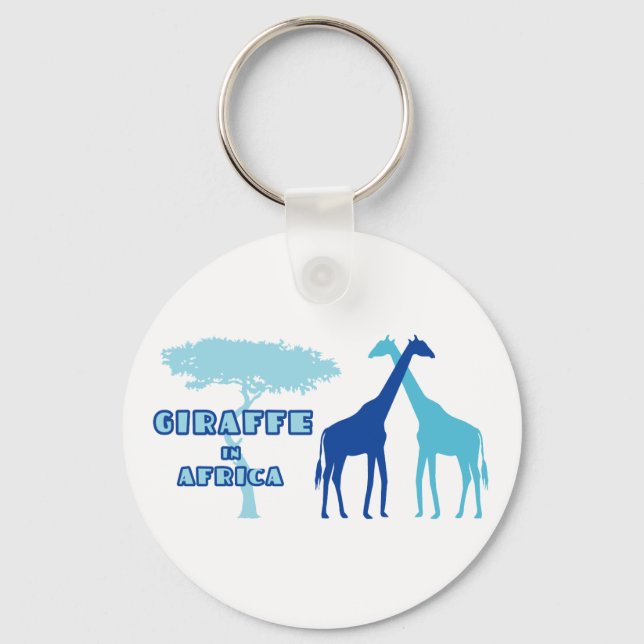 Giraffe in Africa (Blue) Key Ring (Front)