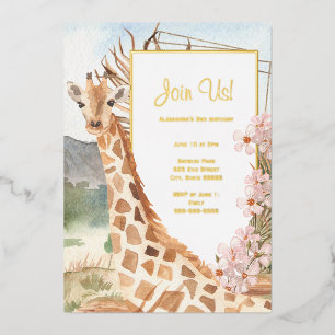 Giraffe in African Savannah Birthday Party Gold