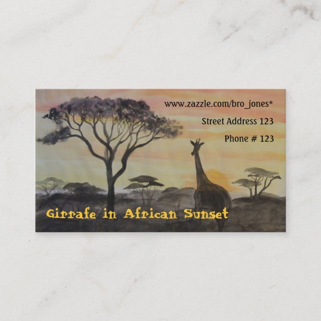 Giraffe in African Sunset Business Card (Front)