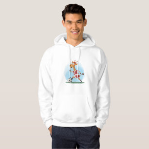 Giraffe in Christmas Outfit and Soccer Ball Hoodie