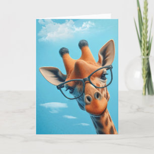 Giraffe In Clouds Wearing Eyeglasses Card