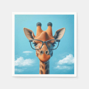 Giraffe In Clouds Wearing Eyeglasses Napkin