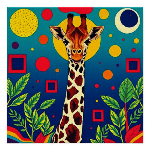 Giraffe in foliage poster