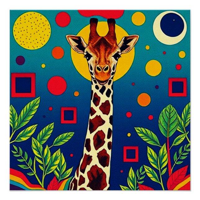 Giraffe in foliage poster (Front)