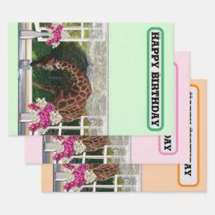 Giraffe In My Window, Birthday Wrapping Paper Sheet