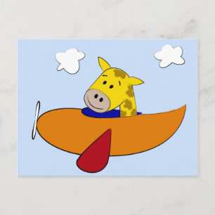 Giraffe in Plane Birth Announcement