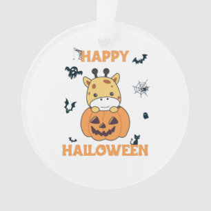 Giraffe In Pumpkin Cute Giraffes Happy Halloween Ornament