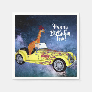 Giraffe in Space Cocktail Paper Napkins