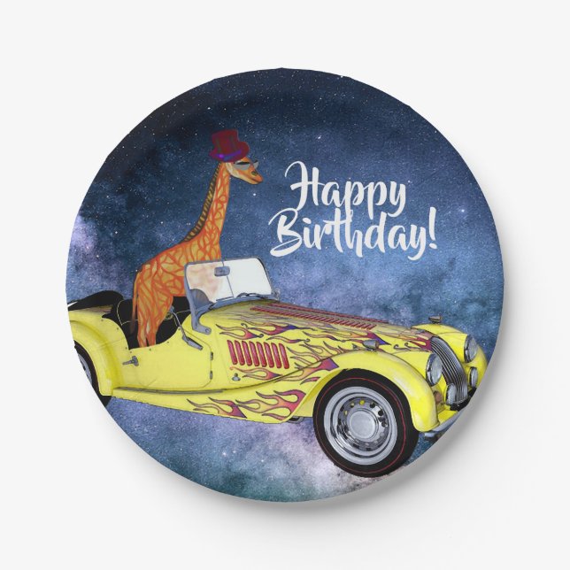 Giraffe in Space  Party Paper Plates (Front)
