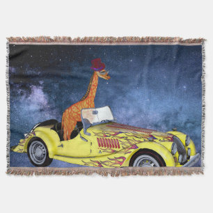 Giraffe in Space Throw Blanket