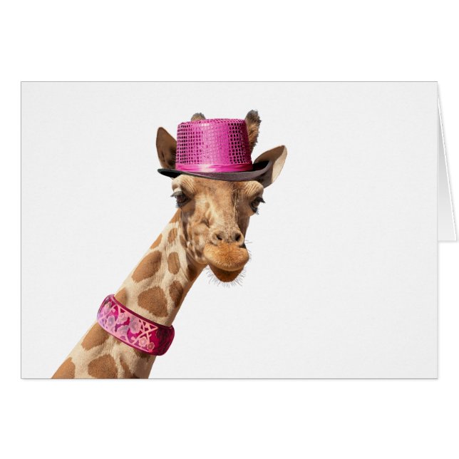 Giraffe in sparkly pink hat (Front Horizontal)