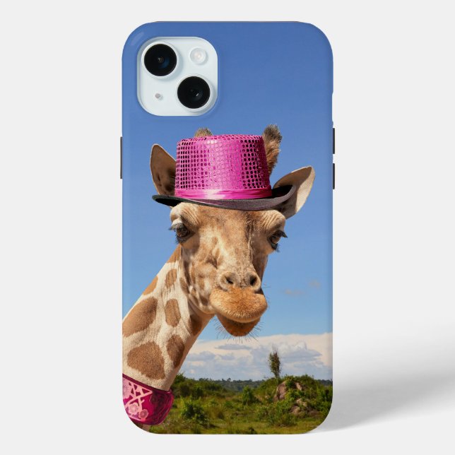 Giraffe in sparkly pink hat Case-Mate iPhone case (Back)