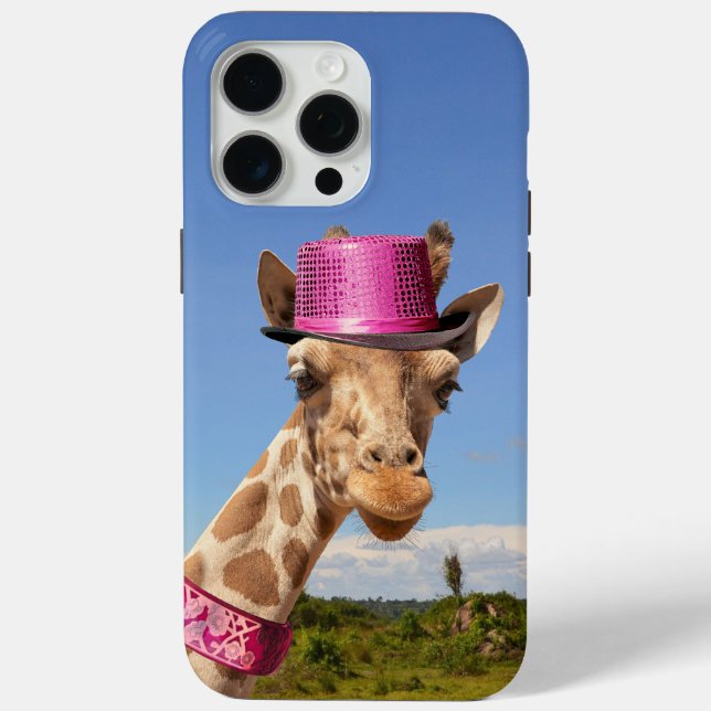 Giraffe in sparkly pink hat Case-Mate iPhone case (Back)