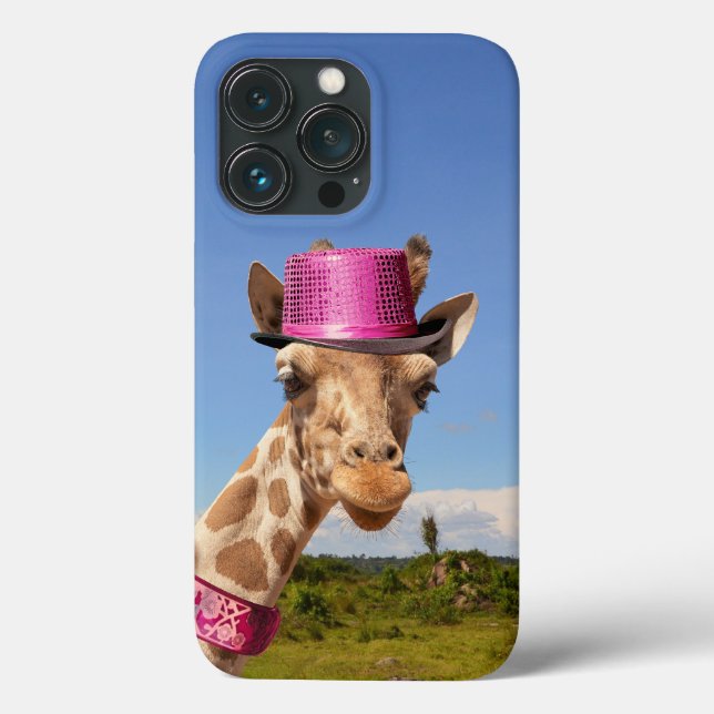 Giraffe in sparkly pink hat Case-Mate iPhone case (Back)