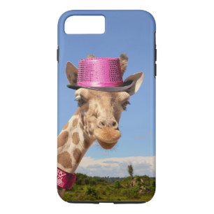 Giraffe in sparkly pink hat iPhone 8 plus/7 plus case