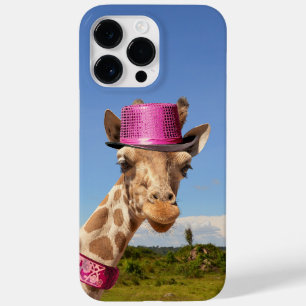 Giraffe in sparkly pink hat Case-Mate iPhone 14 pro max case