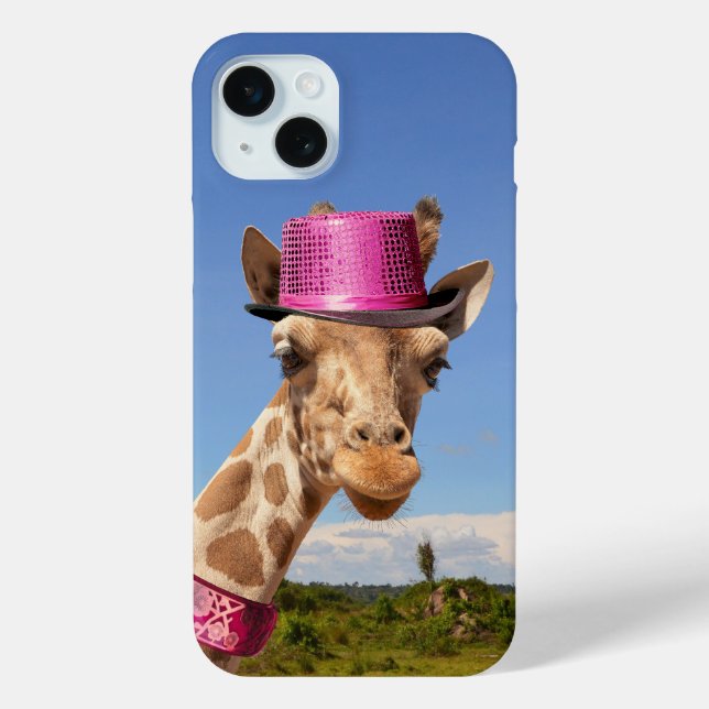 Giraffe in sparkly pink hat Case-Mate iPhone case (Back)
