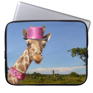 Giraffe in sparkly pink hat Electronics Bag