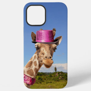 Giraffe in sparkly pink hat iPhone 12 pro max case