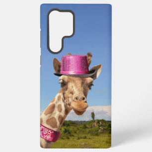 Giraffe in sparkly pink hat samsung galaxy case