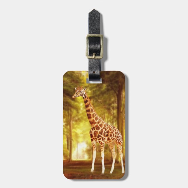 Giraffe in the forest luggage tag (Front Vertical)