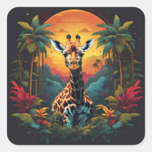 Giraffe in the Jungle Square Sticker