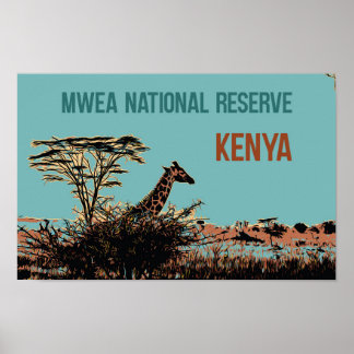Giraffe in the Mwea National Reserve, Kenya Poster