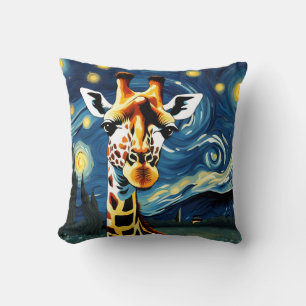 Giraffe in the Starry Night Cushion