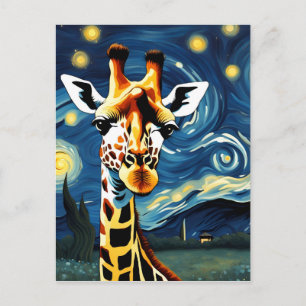 Giraffe in the Starry Night Postcard