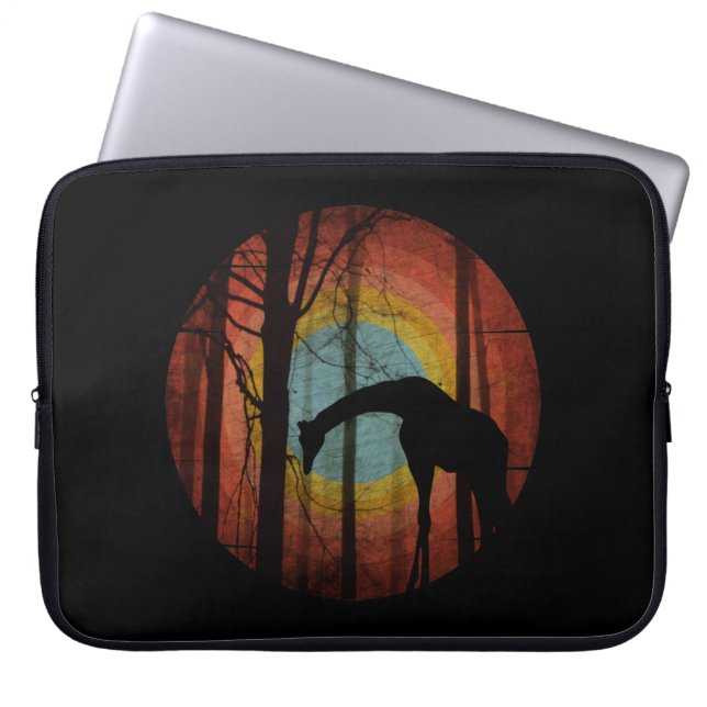 GIRAFFE IN THE WOODS FOREST LAPTOP SLEEVE (Front)