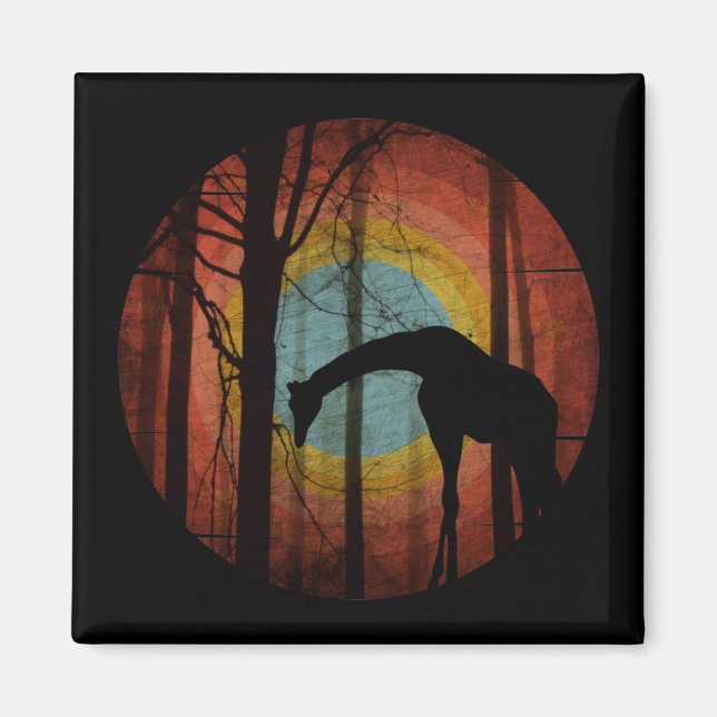 GIRAFFE IN THE WOODS FOREST MAGNET (Front)