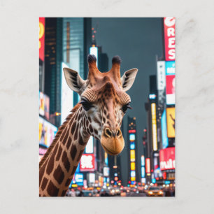 Giraffe in Times Square Holiday Postcard