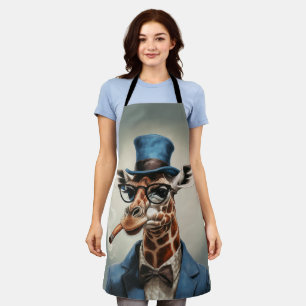 Giraffe in top hat and jacket apron