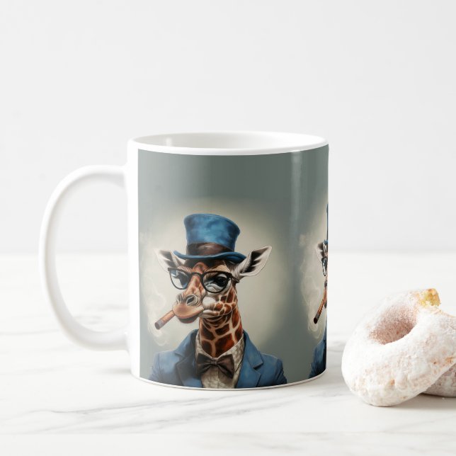 Giraffe in top hat and jacket coffee mug (With Donut)