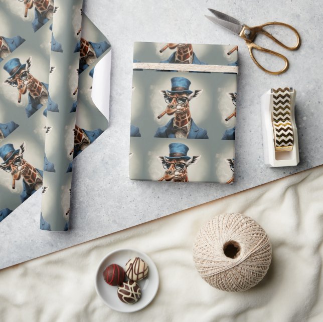 Giraffe in top hat and jacket wrapping paper (Crafts)