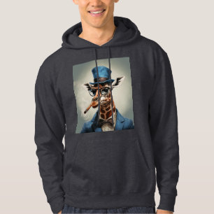 Giraffe in top hat smoking a cigar